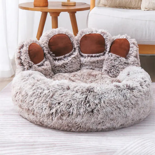 Pet Bear Paw Shape House Bed  Happy Pet3 Coffee 45cm 