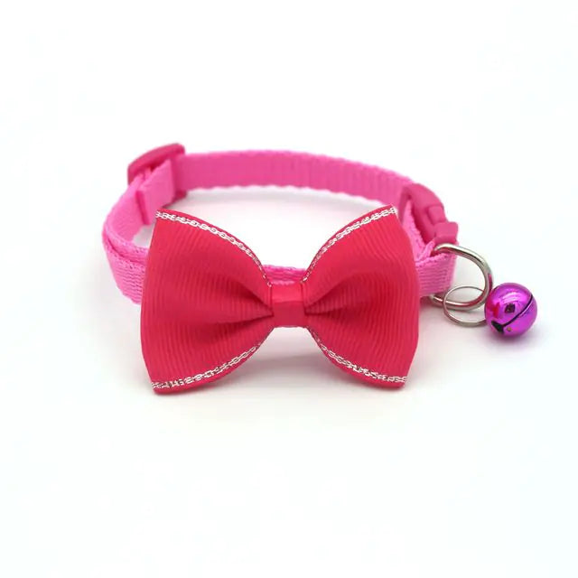 Bow and Bell Pet Collar  Happy Pet3 Fuchsia Pink  