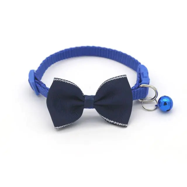 Bow and Bell Pet Collar  Happy Pet3 Blue  