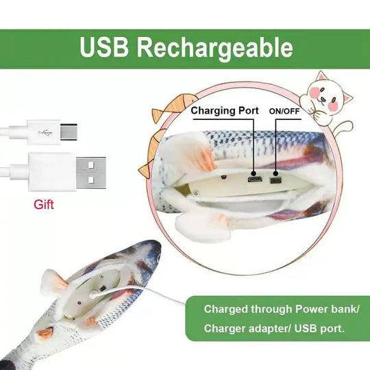 Cats USB Charger Interactive Toy Fish  Happy Pet3   